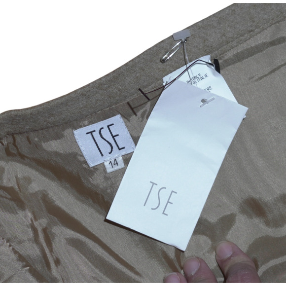 TSE Wool Skirt Sz 14 BeigeA-Line Midi Lined Neutral Career Business NWT MSPR$598 - Picture 5 of 11